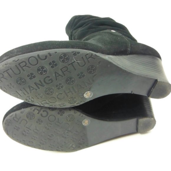 Arturo Chiang Black Suede Leather Slouch Boots - 6 - Picture 5 of 8